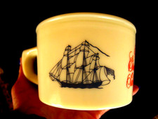 Vintage Old Spice Shulton Shaving Mug Ship Grand Turk Salem 1786 Milk Glass