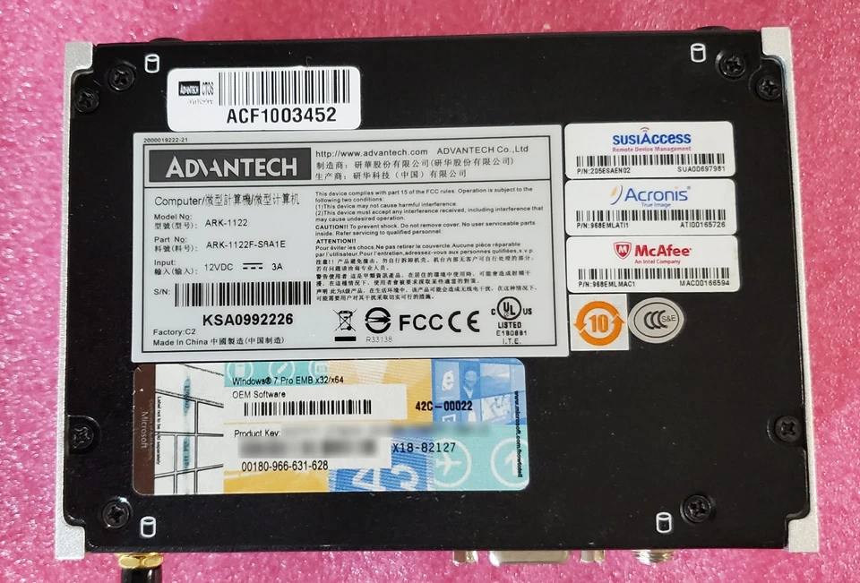 Advantech ARK-1122F-S8A1E Industrial Fanless Box PC 4G/128G/N2800 IPC - Image 2 of 4