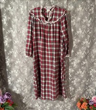 Vintage 80s Flannel Nightgown Size Large 1980s Retro Christmas Plaid Cozy Granny