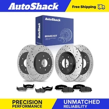 Front Rear Drilled Slotted Brake Rotors Ceramic Pads for Nissan TITAN 5.6L