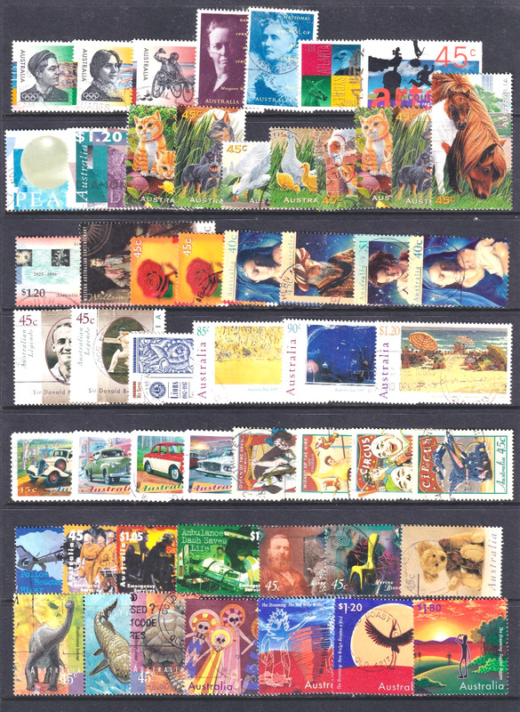Australia collection of over 50 good used 1996-1997 stamps