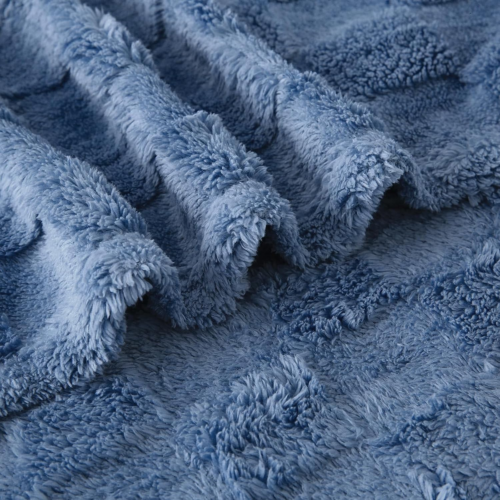 Dusty Blue Fleece Throw Blanket 50”×60” for Couch Sofa Bed,Super Soft Cozy Plush - Picture 7 of 12