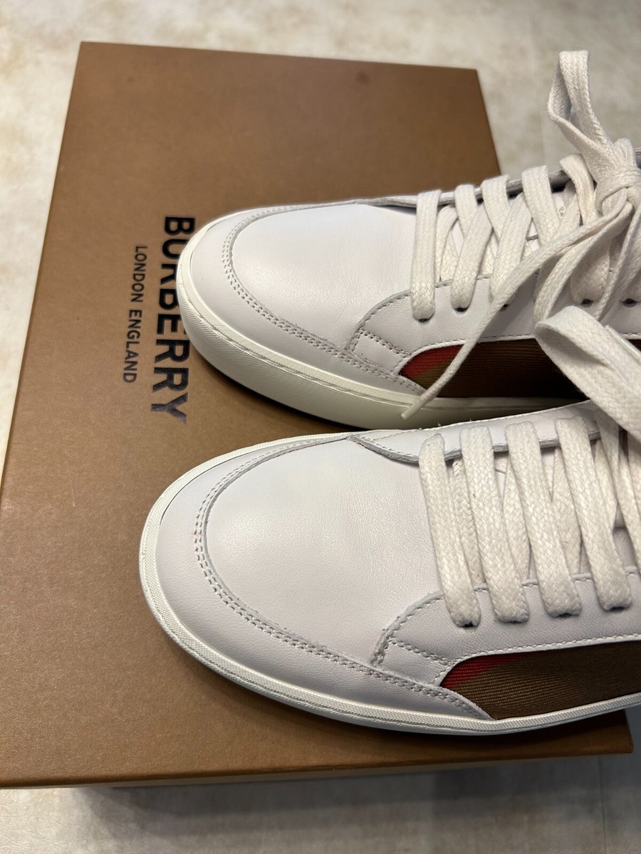 【関税&送料込】Burberry Salmond Sneakers In Canvas And Smoo Size 8 - Burberry Salmond Check Low Top Salmond | eBay
