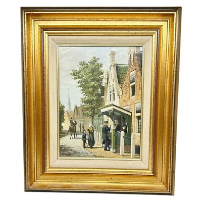 VINTAGE DUTCH OIL ON BOARD R. VERGEER NIEDERLANDE 1894 - 1969 ** DUTCH STREET **