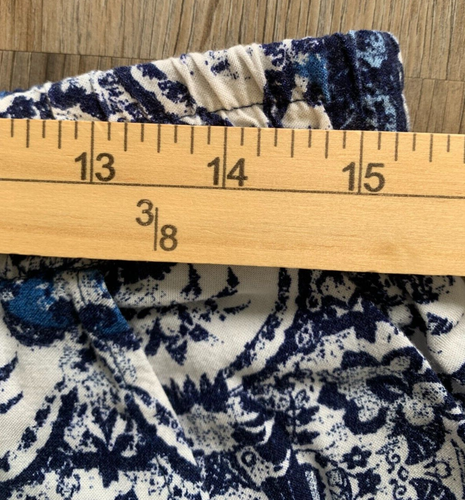 Figueroa & Flower Palazzo Pants Womens L Blue White Wide Leg Pull On - Picture 6 of 9