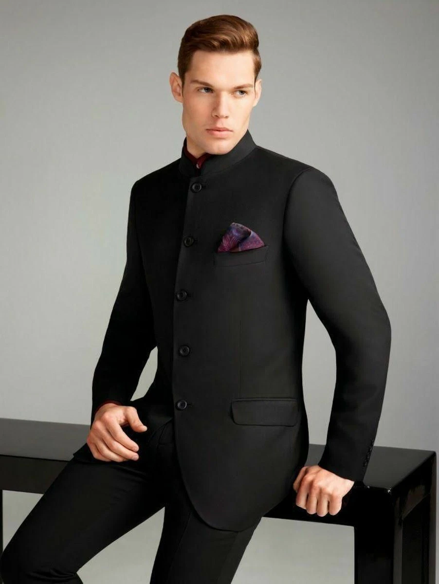 Buy Men Black Solid Slim Fit Formal Two Piece Suit Online - 235789 | Van  Heusen