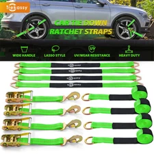 4 Axle Straps Car Trailer Hauler Ratchet Tie Down Strap Towing Tire Straps Set