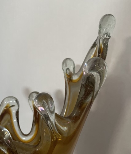 Handblown Carmel Swirl Murano Style 14 In Decorative Vase - Picture 3 of 5