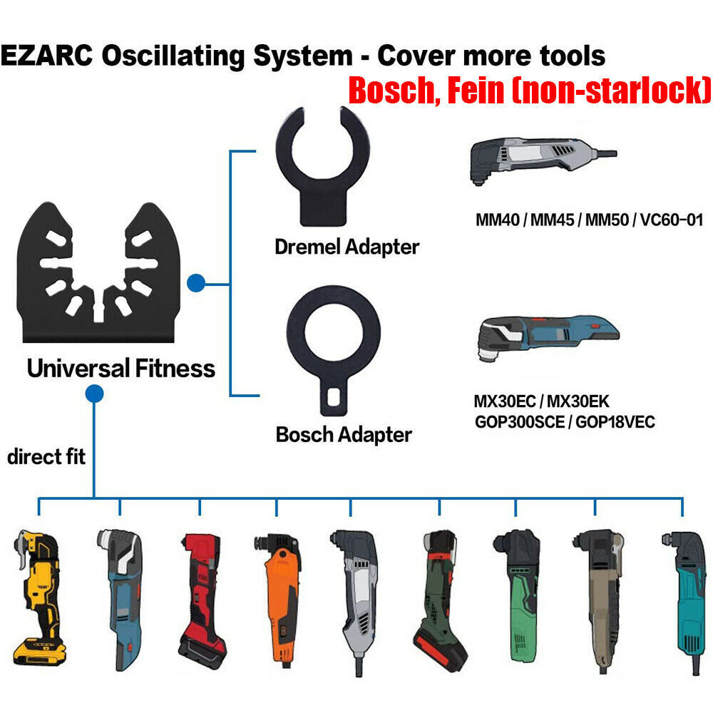 9PC EZARC Oscillating Multi Tool Blade Carbide + BiMetal Saw Blades