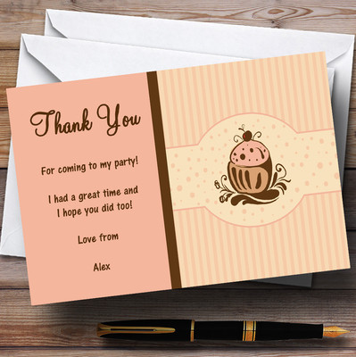 Schokolade Cupcake Vintage Tee personalisiert Party Dankeskarten