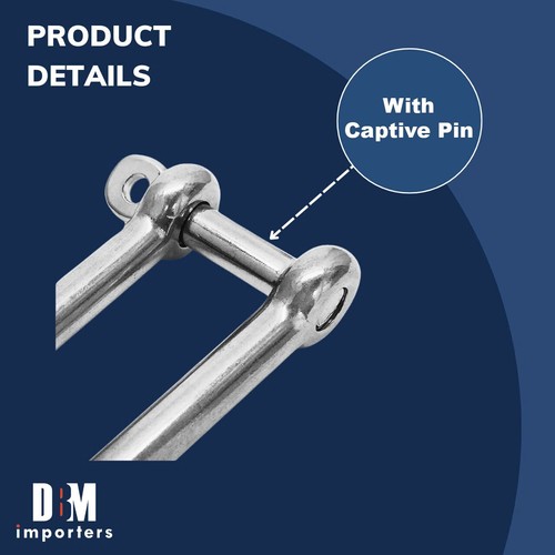 5 Pc 5/16'' Captive Pin Long D Shackle Stainless Steel For Boat Marine 500 Lbs - Picture 5 of 8