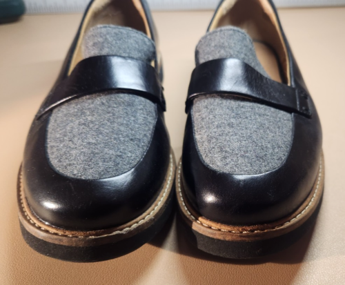 Clarks Artisan Leder bequeme Halbschuhe Größe 8M schwarz & grau Wolle flache Schuhe - Bild 3 von 10