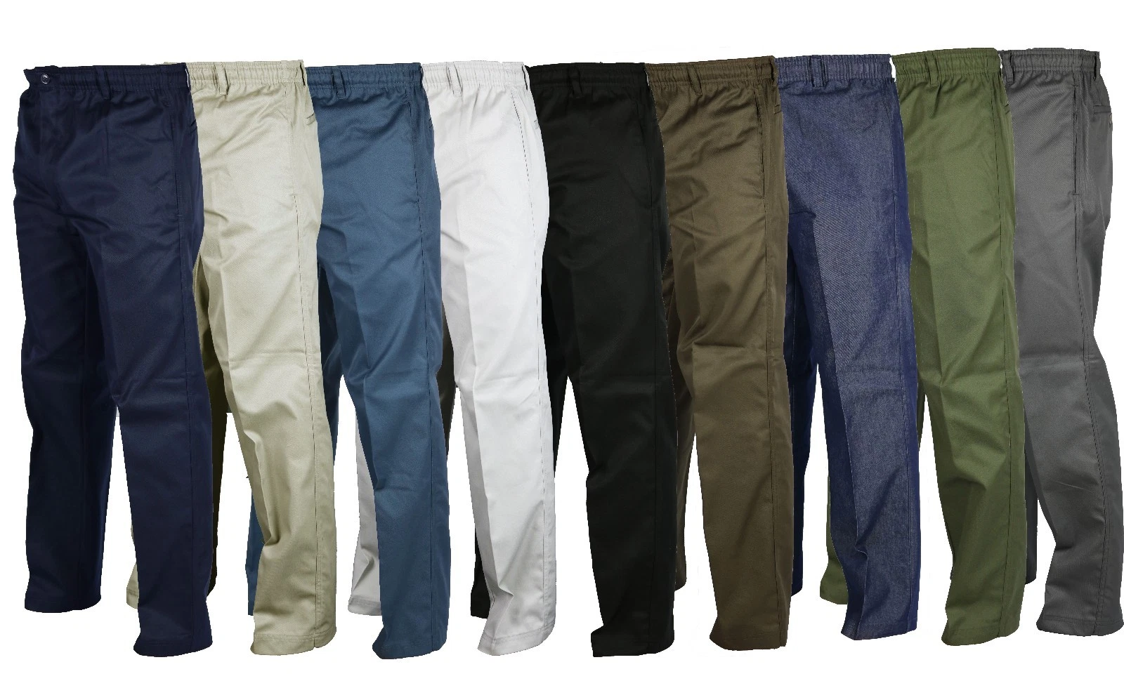 Mens Fully Elasticated Waist Rugby Trousers 50-60 Comfortable Fit Casual Pants