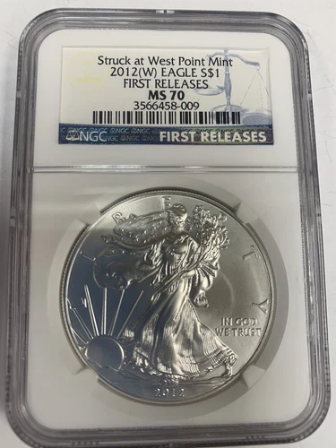 2012 (W) $1 Silver Eagle First Releases NGC MS70 Blue Label Struck at West Point