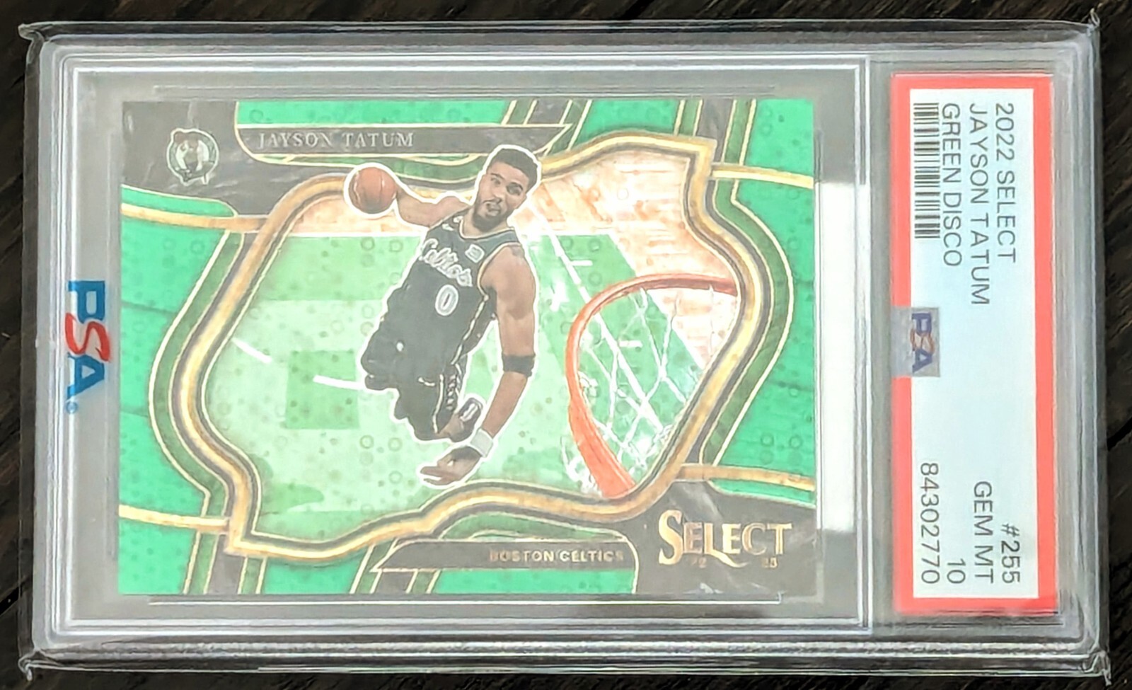 2022-23 Panini Select Courtside Jayson Tatum #255 Green Disco 1/5 - PSA 10