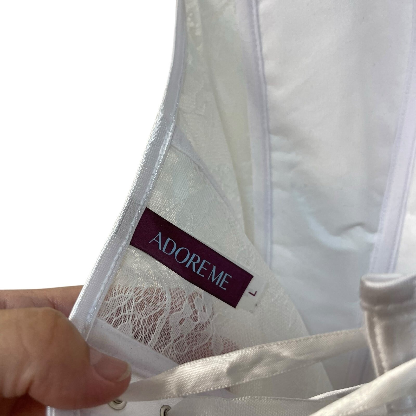 Adore Me Women's Ashoka Corset Bright White Size Large Boned Lace up Back Sheer