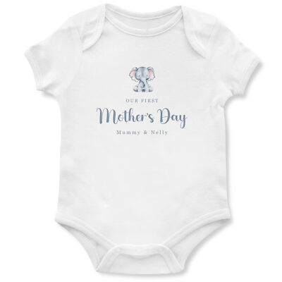 Personalisierter erster Muttertag Strampler Elefant Baby Babys Mama Tochter S...