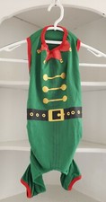 Size Medium Elf Dog Costume Red Green Gold Cotton Blend Christmas Pet Coat M