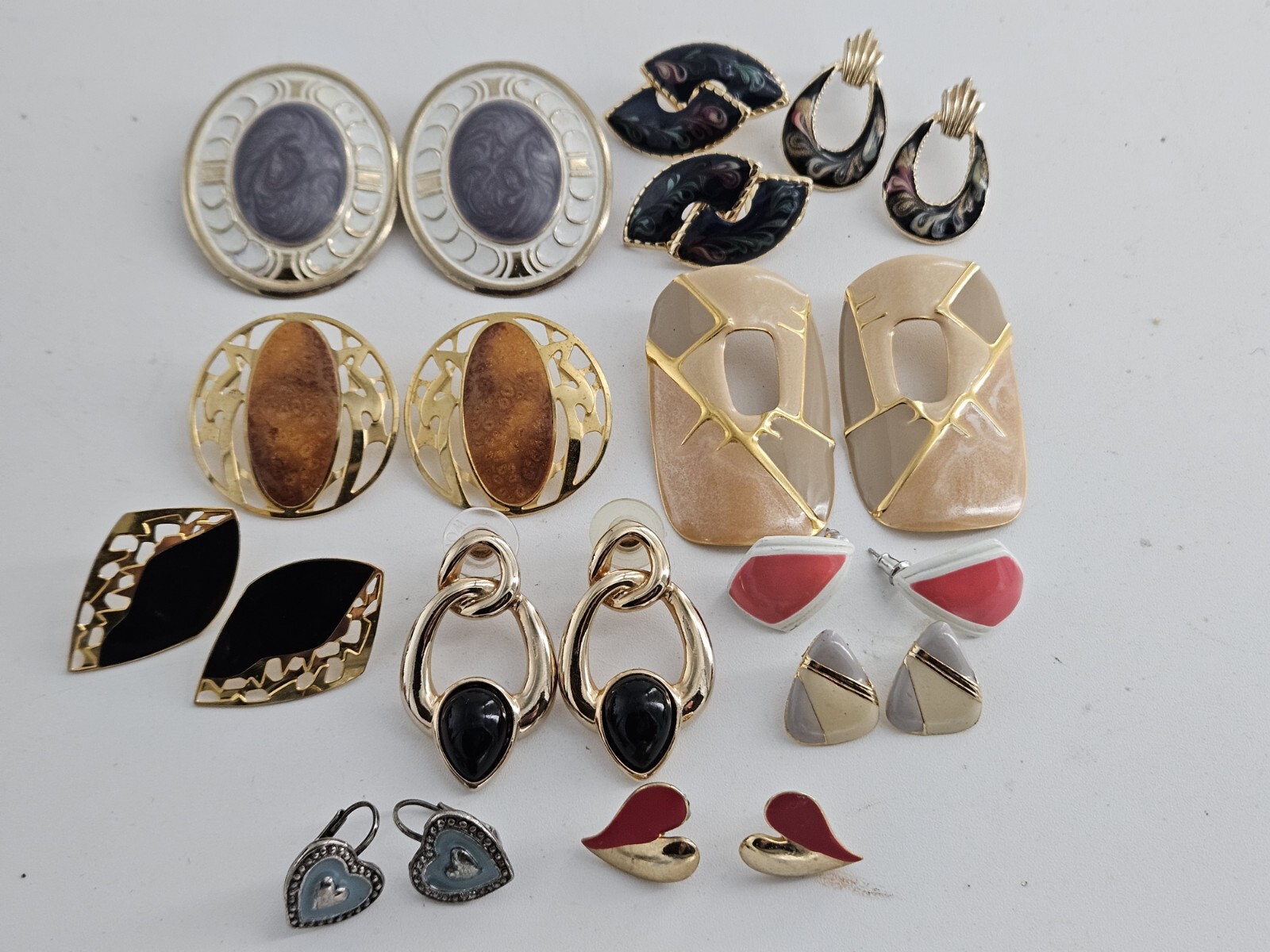Vintage Enamel Gold Tone Earring Lot - image 1