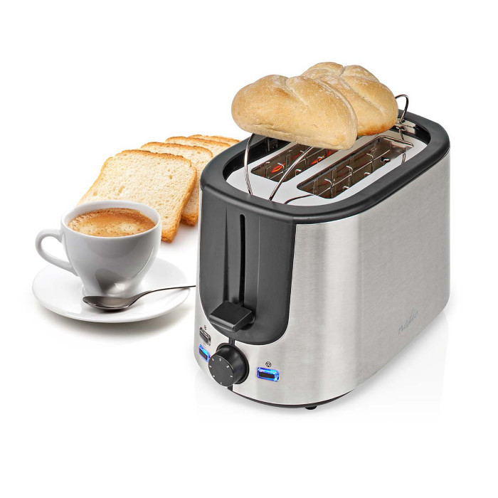 Tostapane Nedis Acciaio Inox 2 Slot: 7 Livelli per Toast Perfetti