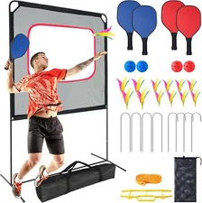 SUNYRISY Pickleball Set with Net for Driveway ickleball Net System & 4Set Paddle