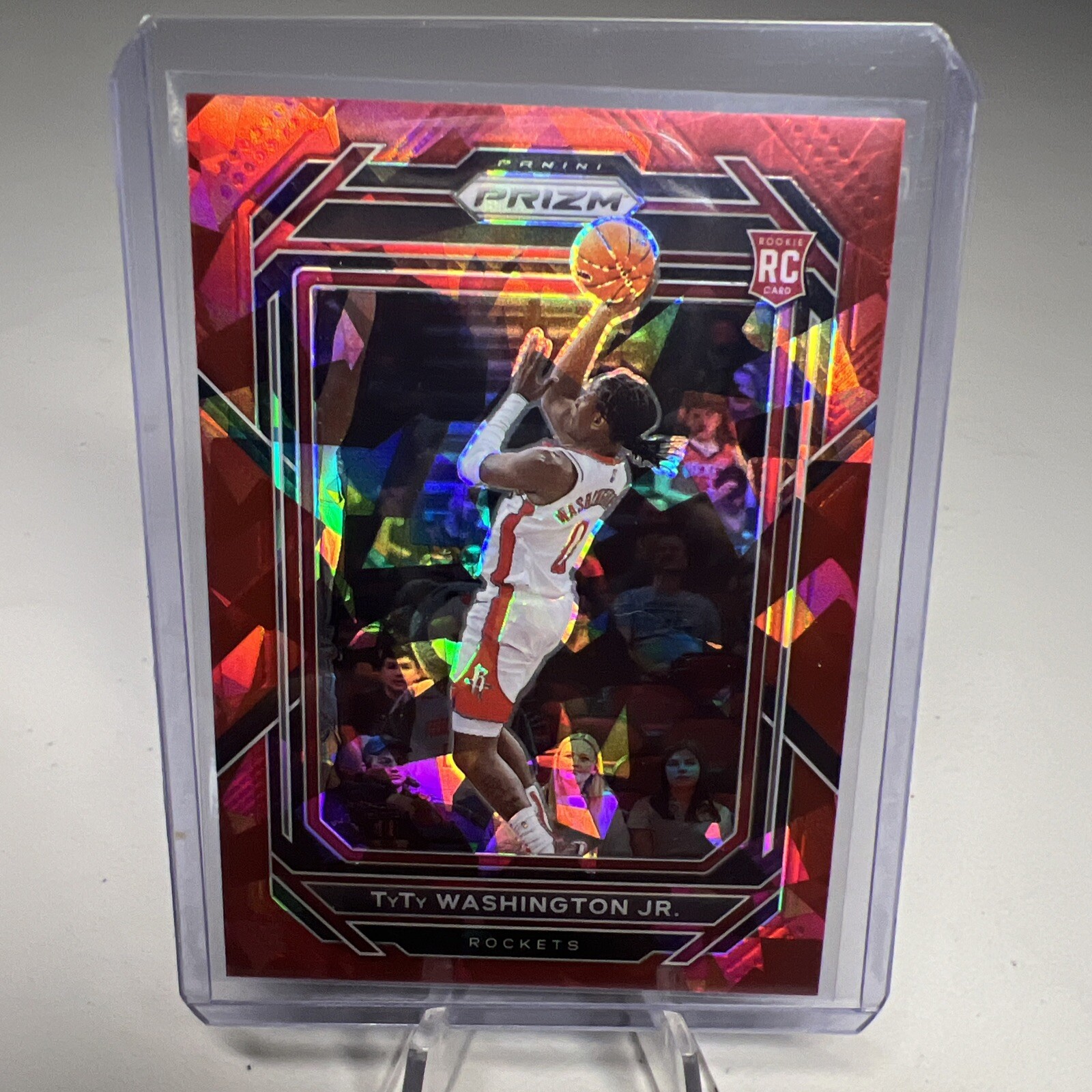 2022-23 Panini Prizm TyTy Washington Jr Red Cracked Ice Prizm #243 RC Rockets