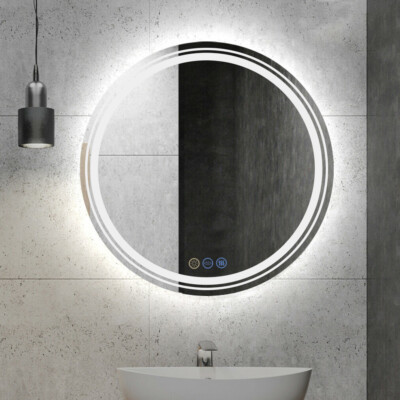 Large 24 32'' Bathroom Mirror Led Light Antifog Makeup Shaving Wall Vanity Mirror