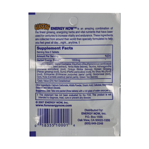 2x Packs Energy Now Ginseng Weight Loss Herbal Supplements 3 Tablets