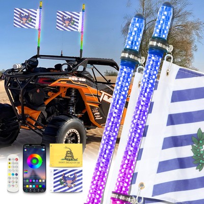 4FT LED Whip Spiral Chasing RGB Whip Lights w/ Turn For Can Am Maverick X3 RS