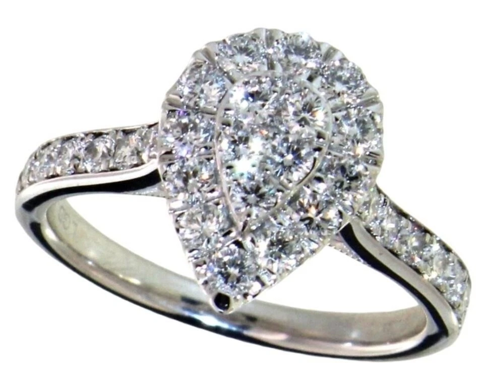 Anillo de diamantes cultivados en laboratorio con forma de pera de 1,10 quilates, acabado en oro blanco de 14 k, talla 7 Foto 4 de 4