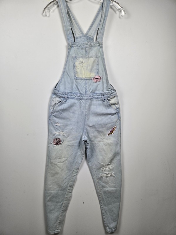 The Children's Place Denim Overalls Kids Girls 14 Blue Distressed Front Pockets
