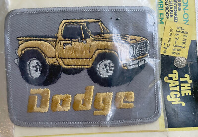 Vintage DODGE TRUCK Patch yellow gold /grey Mint in Plastic sleeve 1970 ...
