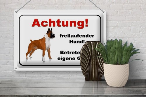 Blechschild Achtung 30x20 cm freilaufender Hund Gefahr Deko Schild tin sign - Picture 4 of 5