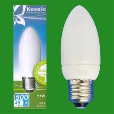 3x 11W Low Energy CFL Candle Light Bulb, ES E27 Power Saving Lamp 500 Lumen