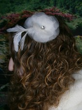 KLEINFELD WEDDING FASCINATOR HEAD HAIR PIECE FLOWER SWAROVSKI CRYSTAL FEATHERS