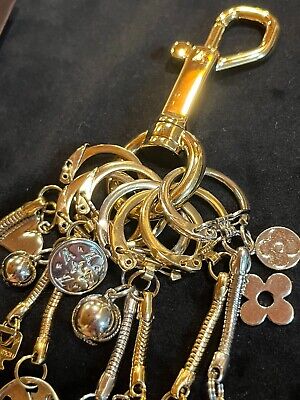 LOUIS VUITTON Bag charm Key chain holder ring Cadena Heart Flower Logo F/S  LV 98