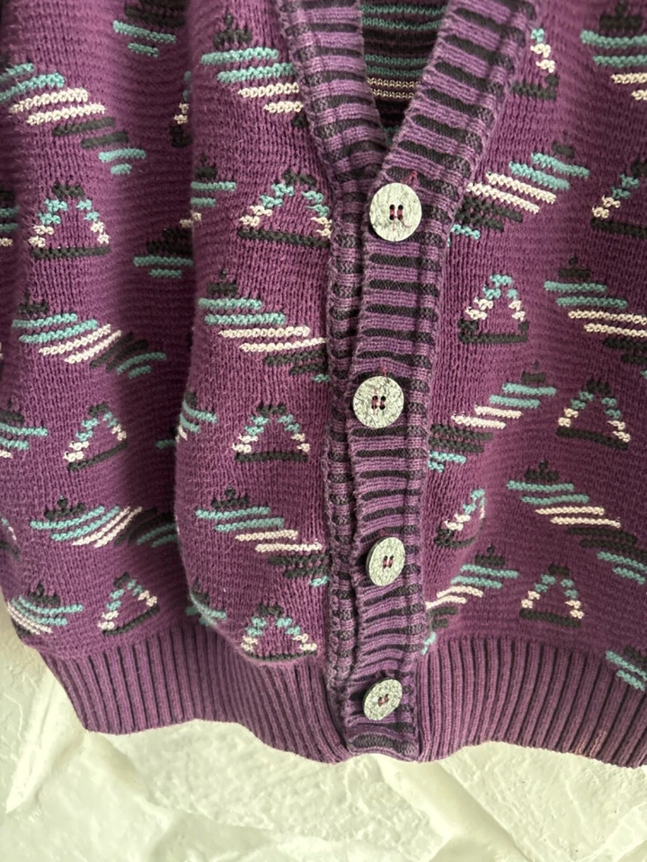 Bachrach Cardigan V Neck Large Vintage 80's Grandpa Grunge Cobain Cool - Image 3 of 4