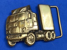 CUT OUT SEMI Big Rig Tractor Trailer Drivers solid brass belt buckle by Baron