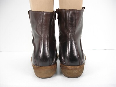 NEW ORONERO BROWN SOFT LEATHER SIDE ZIPPER POINTED TOE ANKLE  display picture 3