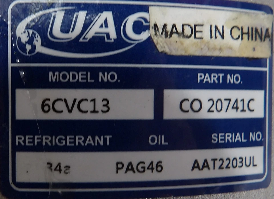 Compresor de aire acondicionado UAC CO20741C para Chevrolet Pontiac Saturn Foto 2 de 4