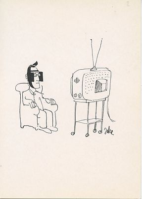 POSTCARD ILLUSTRATOR / JOKE / TELEVISION / COMEDY DRAWING 1974 AVIGNON