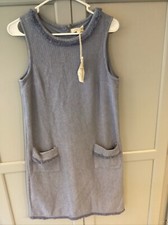 Mystree Poly Blend Lined Sleeveless Tweed Fringe Trim Shift Dress  Size S NWT