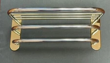 18" Towel Shelf with 2 Bars Brass and Chrome