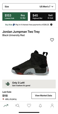 Size 7 - Air Jordan Jumpman Two Trey Black University Red for sale
