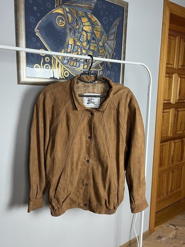 Burberry Vintage Women`s Brown Oversized Suede Leather Bomber Jacket Size 40 - Picture 2 of 13