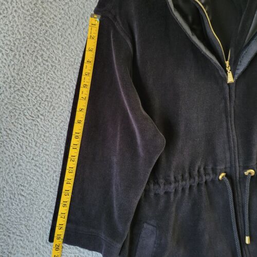 Escada Sport jacket womens medium black oversized velour Italy hooded zip - Picture 20 of 24