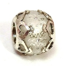 Authentic Brighton Icy Hearts Bead, J98392, Silver and Resin Finish, New