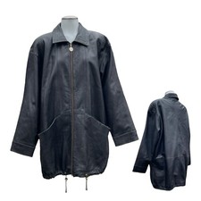 Vintage 80s G Iii Womens L Soft Leather Jacket Bomber Full Zip Oversized Black