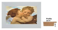 Angeli stampa su tela eff. dipinto con cornice in legno bianca piatta  Spes cm 4