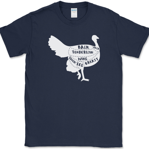 TURKEY MEAT CUTS Butcher T-Shirt Funny Thanksgiving Hunting Food Tee - Picture 6 of 10